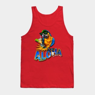 Drinking Parrot with Aloha Tank Top